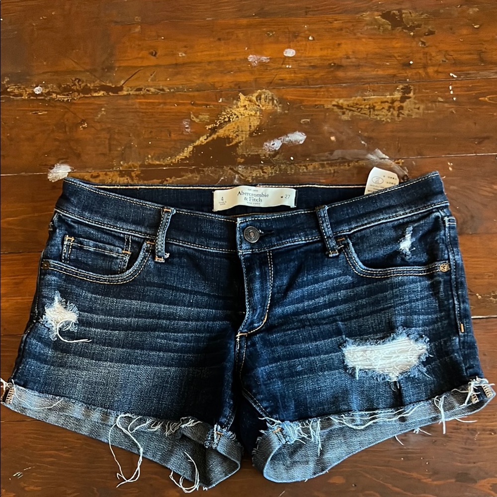 Abercrombie & Fitch Blue Distressed Jean Shorts
